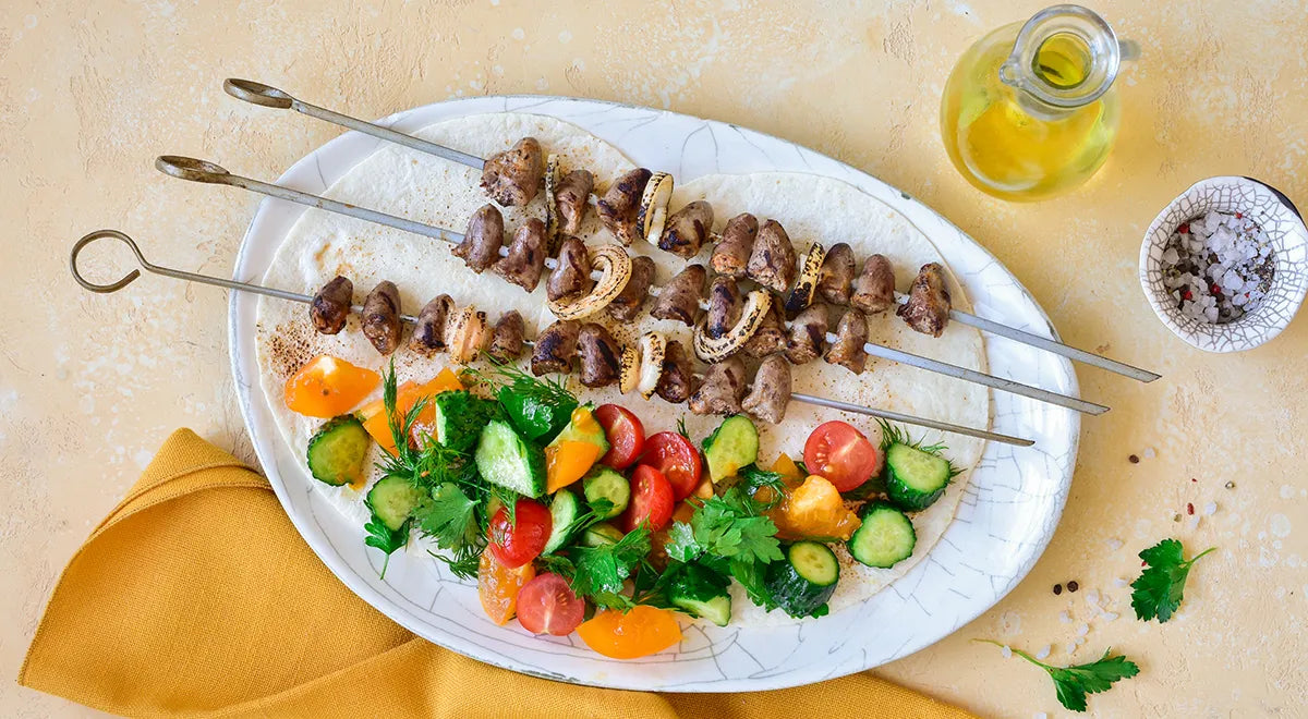 Grilled Chicken Heart Shashlik on Charcoal - Walfosbrand.com