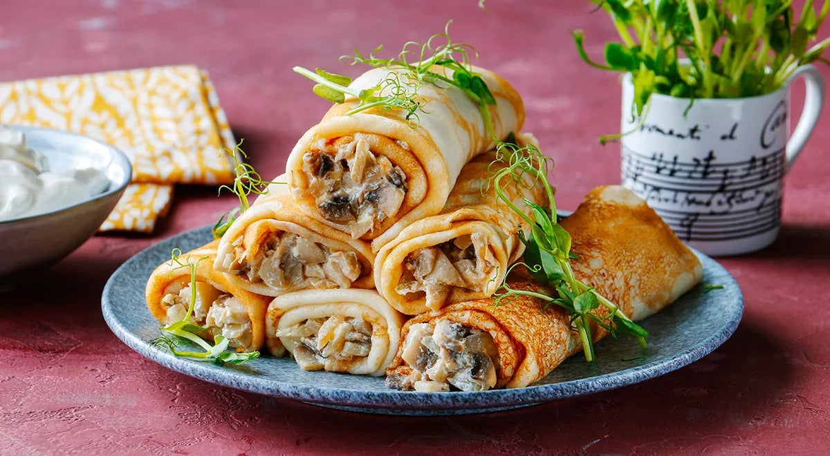 Kefir Blini with Sautéed Mushrooms and Sour Cream - Walfosbrand.com