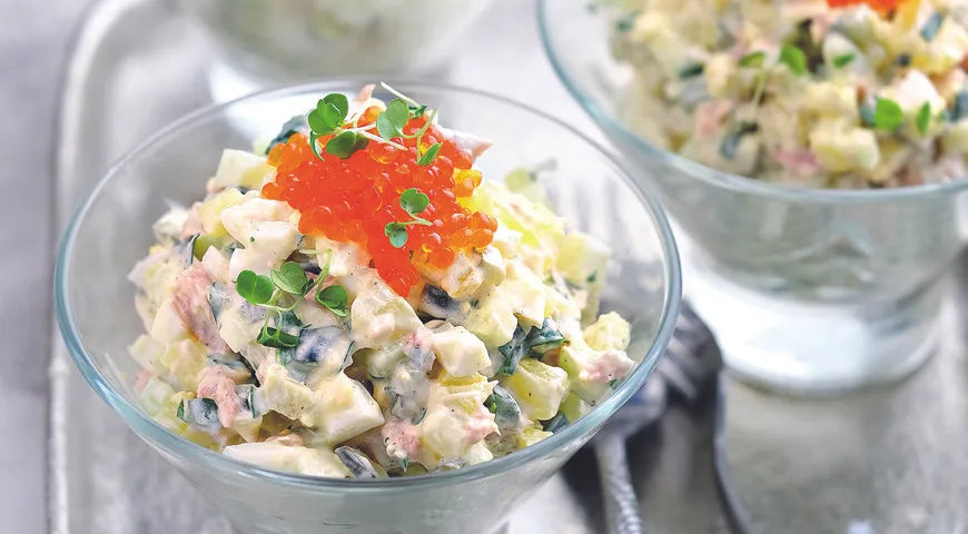 Olivier Salad with Tuna and Red Caviar - Walfosbrand.com