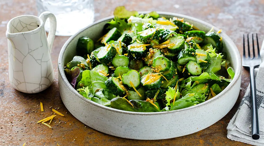 Green Salad with Cucumbers and Citrus Dressing - Walfosbrand.com