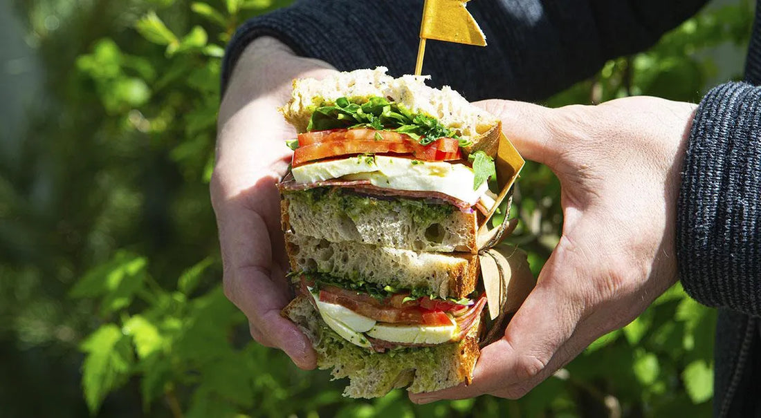 Hearty Salami Sandwich with Mozzarella and Homemade Pesto - Walfosbrand.com