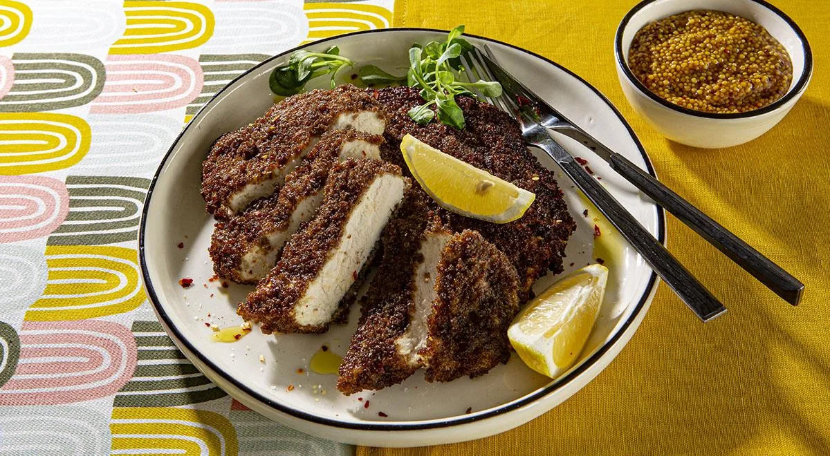 Viennese Chicken Schnitzel with Borodinsky Bread Crumb Coating - Walfosbrand.com