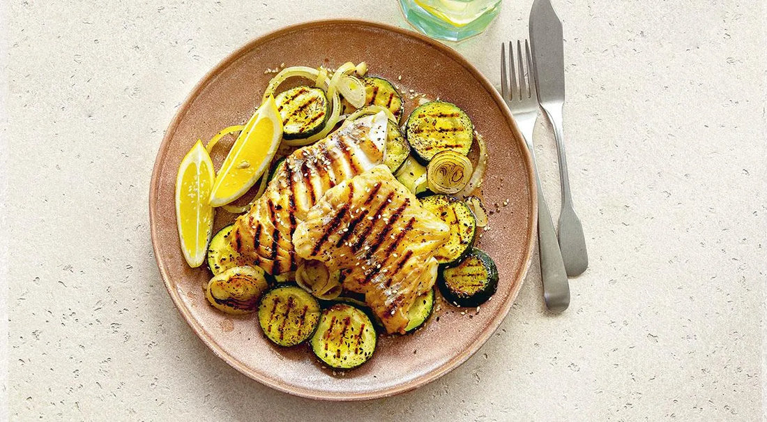 Grilled Cod with Zucchini and Sesame - Walfosbrand.com