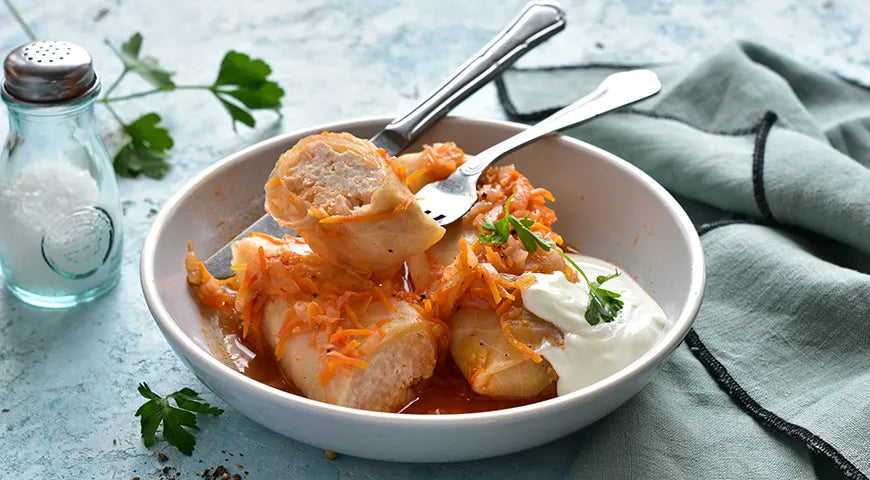 Classic Chicken Stuffed Cabbage Rolls (Golubtsy) with Light Tomato Sauce - Walfosbrand.com