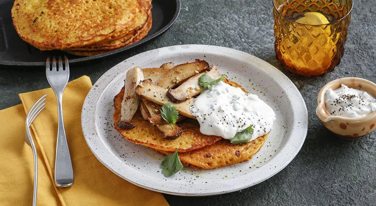 Lentil Flatbreads with Fried King Oyster Mushrooms - Walfosbrand.com