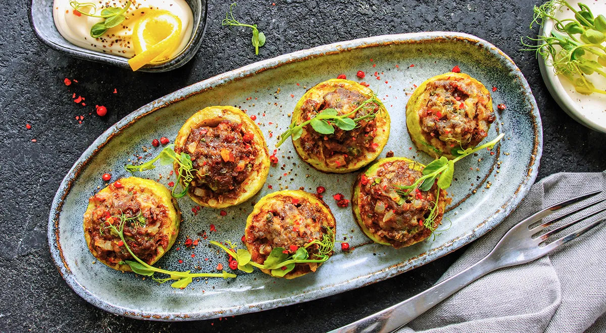 Skillet-Seared Stuffed Zucchini Rounds with Herb-Infused Ground Beef - Walfosbrand.com