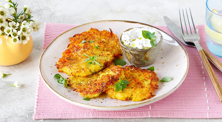 Zucchini Fritters with Carrot and Cheese - Walfosbrand.com