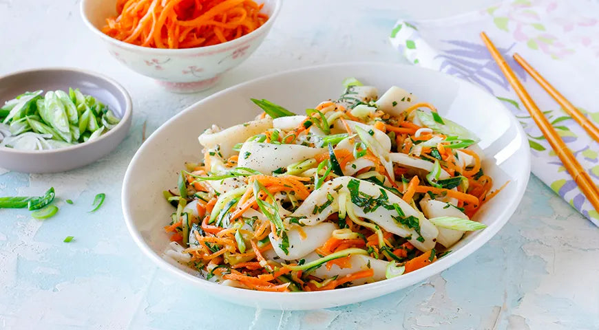Squid and Herb Salad with Korean Carrots - Walfosbrand.com