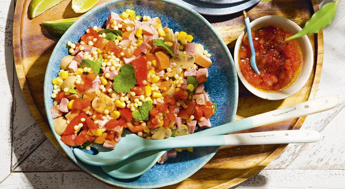 Smoked Turkey Salad with Ptitim and Corn - Walfosbrand.com