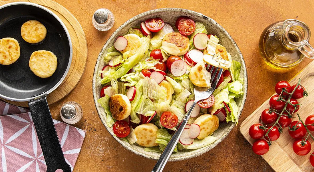 Iceberg Lettuce Salad with Mini Syrniki and Cherry Tomatoes - Walfosbrand.com