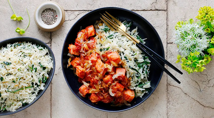 Pork Belly with Fried Onions in Tomato and Teriyaki Sauce - Walfosbrand.com