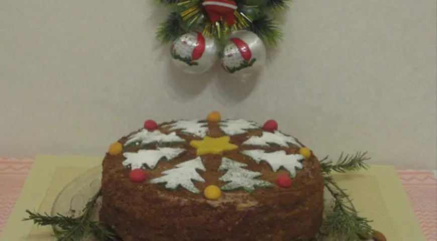 Almond Cake with Chocolate Cream (Marzipan Christmas Cake) - Walfosbrand.com