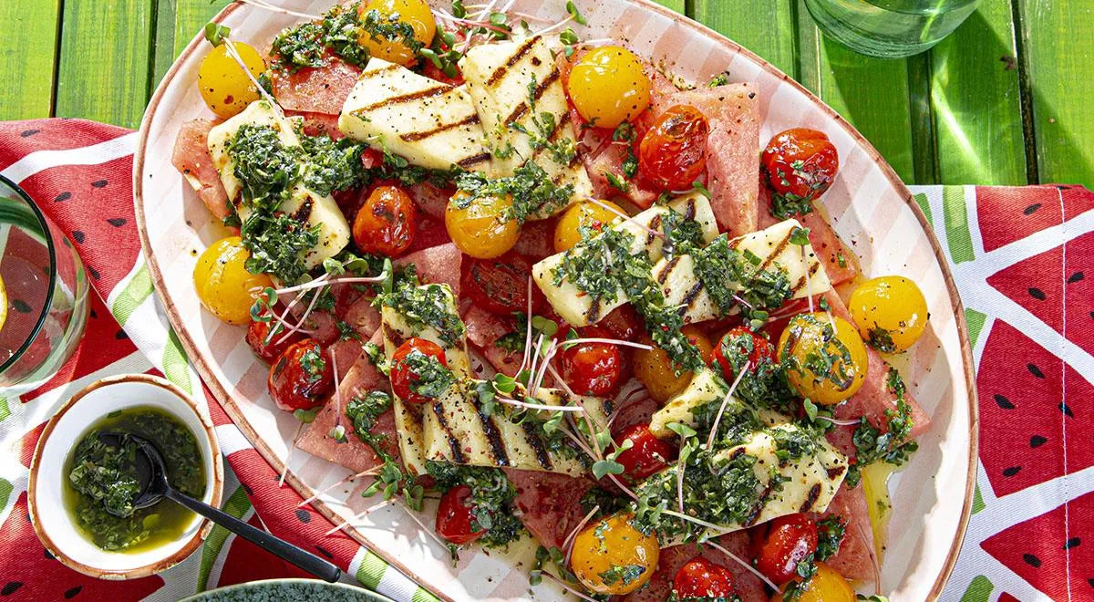 Grilled Watermelon with Halloumi and Mint Butter - Walfosbrand.com