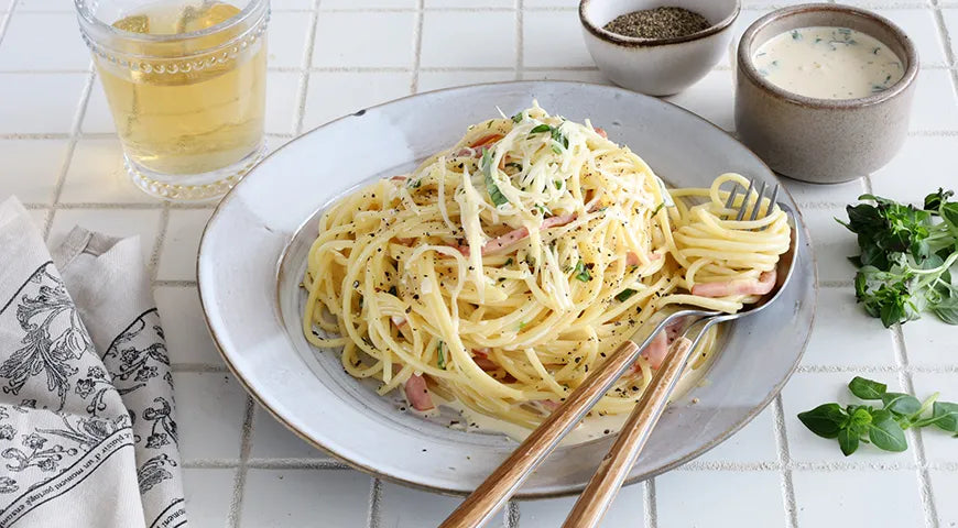Pasta Carbonara with Ham and Cream - Walfosbrand.com
