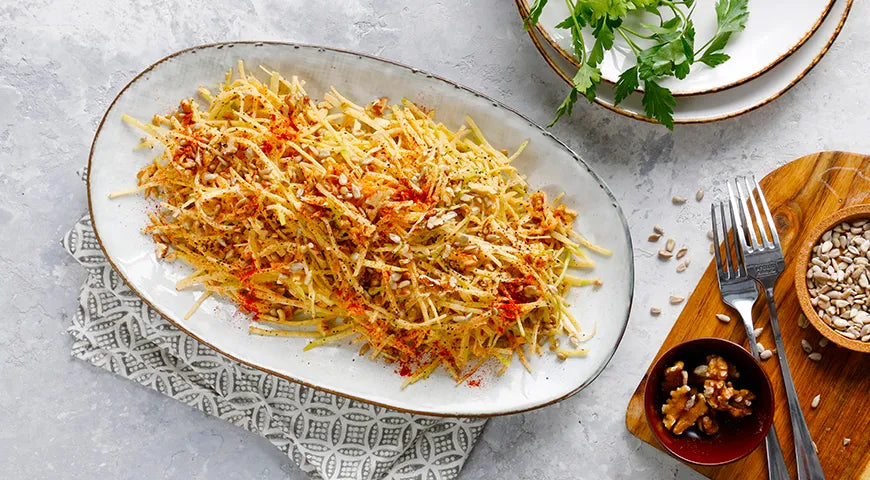 Green Radish Salad with Caramelized Onions and Nuts - Walfosbrand.com