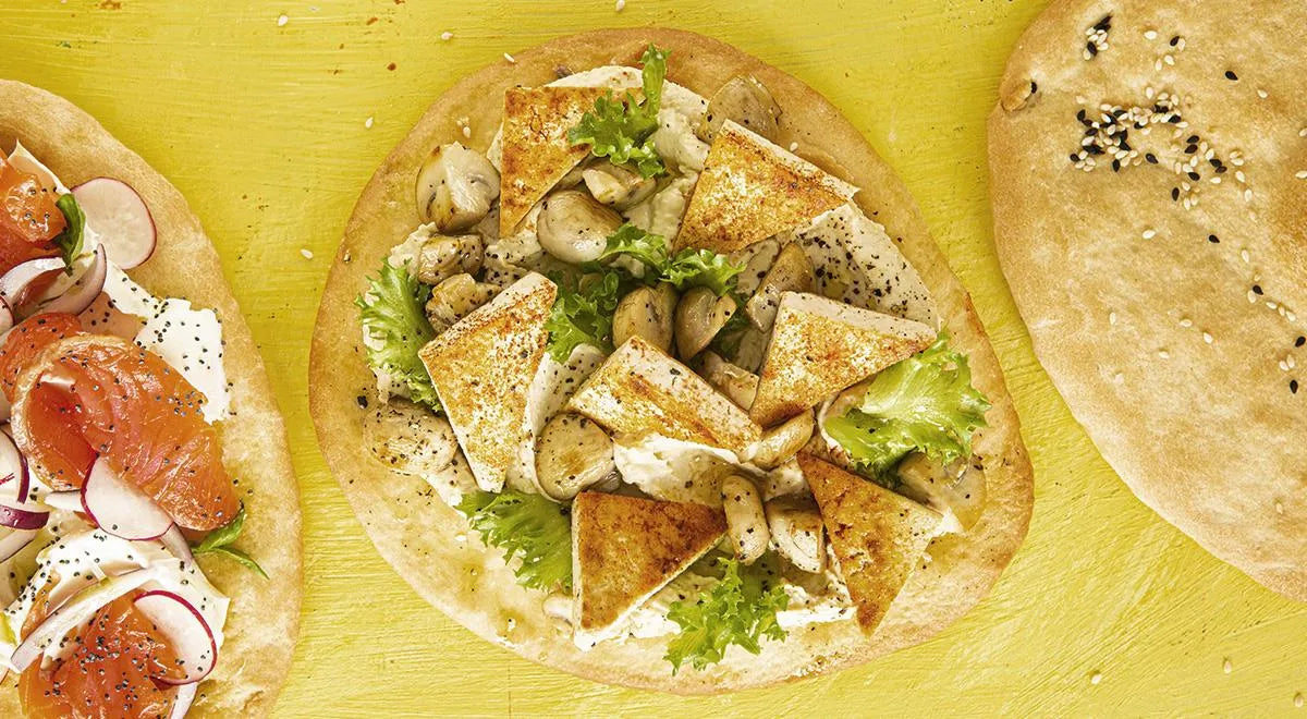 Flatbread with Fried Tofu and Mushrooms - Walfosbrand.com