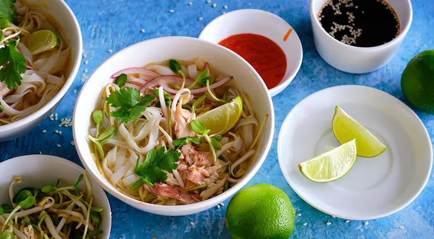 Grilled Chicken Soup with Noodles and Sprouts - Walfosbrand.com