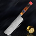 5 Pcs Damascus Knife Set Stainless Steel with Wooden Handle