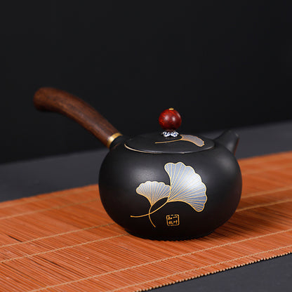 Wooden Handle Side Handle Xishi Single Pot Japanese Household Ceramic Tea Maker, Hand-Held Pot, Heat-Resistant And Anti-Scald Kung Fu Tea Set