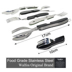2024 Hot Sale Multifunctional Foldable Pocket Stainless Steel Outdoor Camping Picnic Cutlery Knife Fork Spoon Tableware Parts - Walfos® Kitchenware