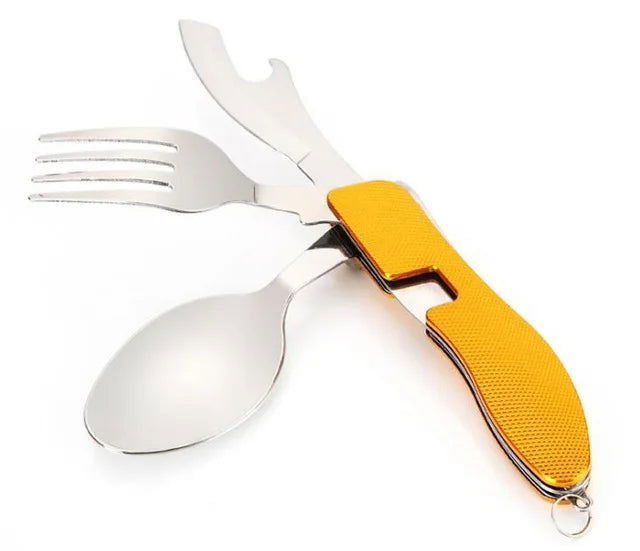 2024 Hot Sale Multifunctional Foldable Pocket Stainless Steel Outdoor Camping Picnic Cutlery Knife Fork Spoon Tableware Parts - Walfos® Kitchenware
