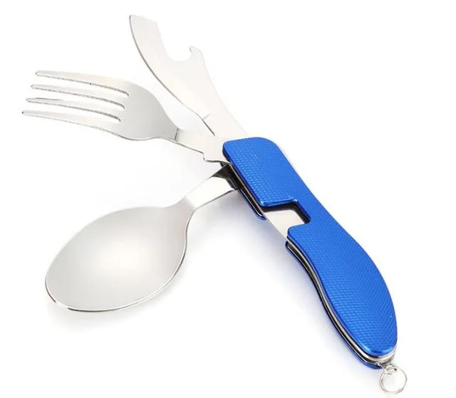 2024 Hot Sale Multifunctional Foldable Pocket Stainless Steel Outdoor Camping Picnic Cutlery Knife Fork Spoon Tableware Parts - Walfos® Kitchenware