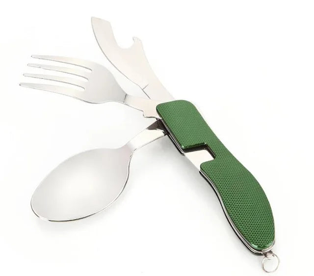 2024 Hot Sale Multifunctional Foldable Pocket Stainless Steel Outdoor Camping Picnic Cutlery Knife Fork Spoon Tableware Parts - Walfos® Kitchenware