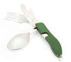 2024 Hot Sale Multifunctional Foldable Pocket Stainless Steel Outdoor Camping Picnic Cutlery Knife Fork Spoon Tableware Parts - Walfos® Kitchenware