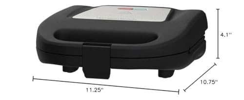 Hamilton Beach Electric Sealed Sandwich Maker Grill with PFAS-Free Nonstick Plates, Makes Stuffed French Toast, Omelets, Compact & Easy to Store, Black (25430G)