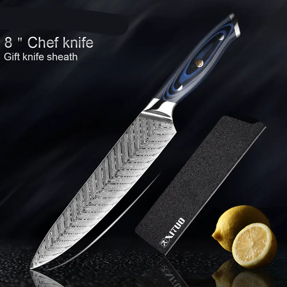 Damascus Knife Set Kitchen Knife Meat Slicing Knife