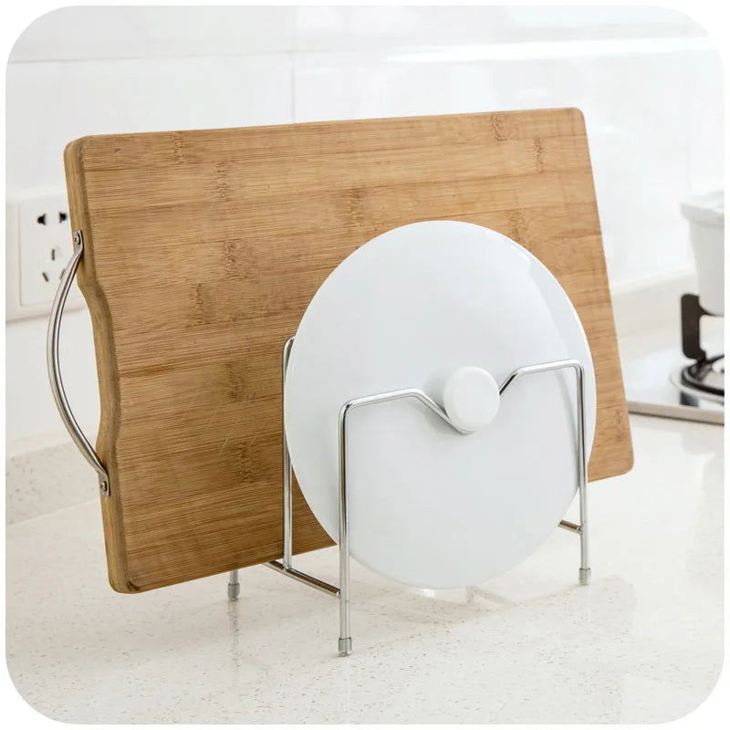 2 Tier Cutting Board Holder Kitchen Organizer Rack Storage Cover Stand Stainless Steel Dish Rack Cutting Boards Pot Lid Stand - Walfos® Kitchenware