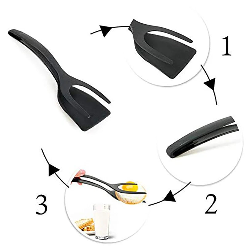 2 in 1 Non-Stick Fried Egg Turners Pancake Toasted Bread Grip and Flip Spatula Kitchen Utensils Cooking Tool Kitchen Accessories - Walfos® Kitchenware