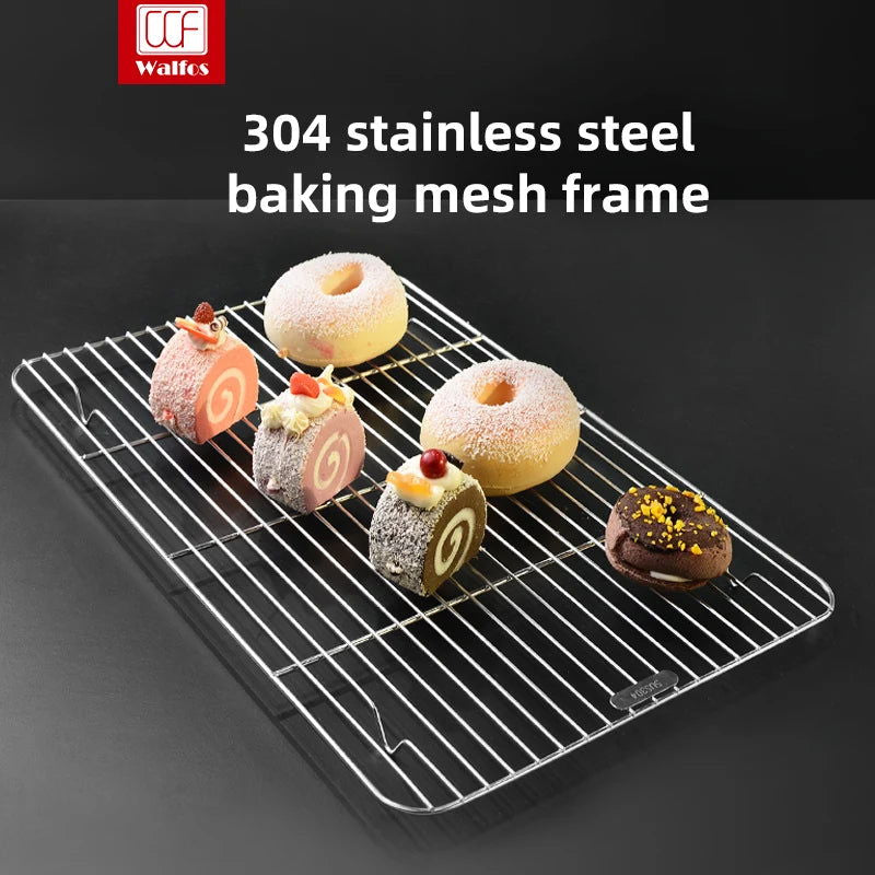 304 stainless steel cooling rack with feet, bread, biscuits food household oven thickened heat dissipation barbecue baking rack - Walfos® Kitchenware
