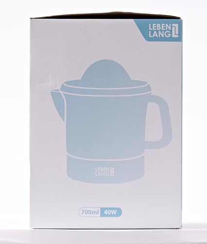 LEBENLANG – Electric juicer max juice yield | Citrus juicer + 2 cones 40W | Lemon, lime, orange, fresh fruit squeezer machine | Automatic lever press extractor | exprimidor de naranjas electrico