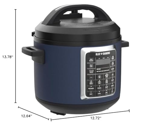 Niebieski diament ceramiczny nieprzywierający, 16 w 1 6QT elektryczny szybkowar, wolnowar, urządzenie do gotowania ryżu, jogurtownica, smażenie, parowar i więcej, programowalny, garnek nadający się do mycia w zmywarce, bez PFAS, niebieski