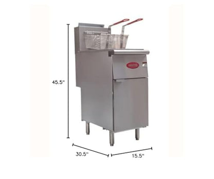 Kratos Commercial Gas Floor Fryer, 50 lb. Stainless Steel Deep Fryer for Restaurants, Four Heating Tubes, 120,000 Total BTU, Liquid Propane (29Y-011-LP)