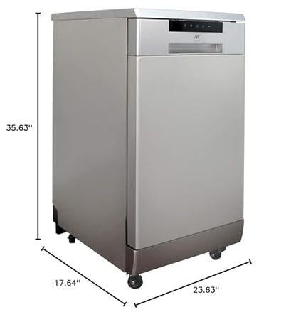 SPT SD-9263SS 18″ Wide Portable Stainless Steel Dishwasher with ENERGY STAR, 6 Wash Programs, 8 Place Settings and Stainless Steel Tub