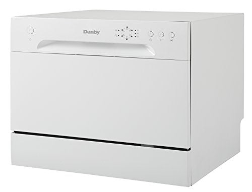 Настільна посудомийна машина Danby DDW621WDB з 6 комплектами посуду, 6 циклами миття та кошиком для столових приборів, рейтингом Energy Star, низьким споживанням води та тихою роботою, білого кольору