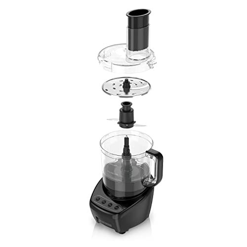 Robot kuchenny i siekacz do warzyw BLACK+DECKER, ostrze ze stali nierdzewnej, pojemność 8 filiżanek, moc 450 W z końcówkami do szatkowania, krojenia, siekania, mielenia i przecierania