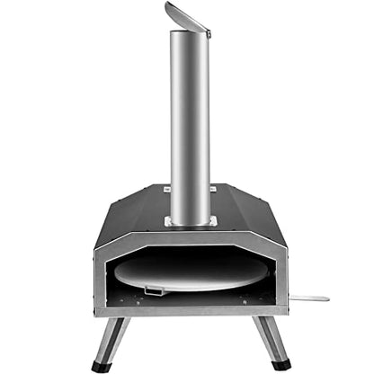 VEVOR Multi-fuel Outdoor Pizza Oven, 12-inch Gas & Wood Fired Pizza Maker with Auto Rotatable Stone, Portable Pizza Ovens for Outside Backyard Camp, Carry Cover, Shovel, CSA Certified, Black