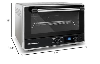 KitchenAid Digital Countertop Oven with Air Fry & Pizza Stone, KCO128CU, Contour Silver