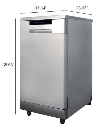 SPT SD-9263SSA 18″ Wide Portable Stainless Steel Dishwasher with ENERGY STAR, 6 Wash Programs, 8 Place Settings and Stainless Steel Tub – Stainless Steel