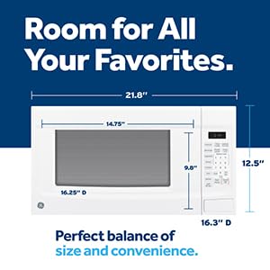 GE GCST14S1WWW Microwave Oven,1,100-watt 7 Auto Cooking Settings, Kitchen Essentials for The Countertop, Dorm Room or Apartment, Child-Lock Technology 1.4 Cu. Ft, White