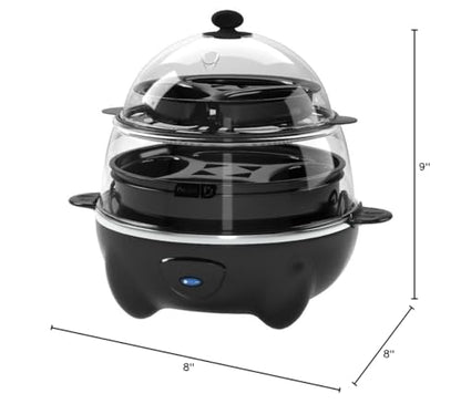 DASH Deluxe Rapid Egg Cooker for Hard Boiled, Poached, Scrambled Eggs, Omelets, Steamed Vegetables, Dumplings & More, 12 capacity, with Auto Shut Off Feature - Black