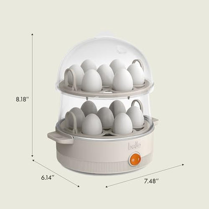 bella Electric Egg Cooker, 14 Eggs Capacity Tray, Double Stack, for Poached, Scrambled, Hard, Medium & Soft Boiled Eggs, Omelets and Steamed Dumplings, Auto Shutoff, 360 Watt, Oatmilk