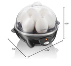 Hamilton Beach Egg Cooker 3-in-1 for Hard Boiled & Poached Eggs, Omelets & Vegetable Steamer, Holds 7, Black (25507)