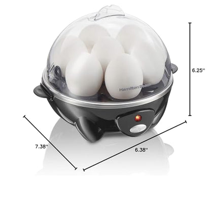 Hamilton Beach Egg Cooker 3-in-1 for Hard Boiled & Poached Eggs, Omelets & Vegetable Steamer, Holds 7, Black (25507)