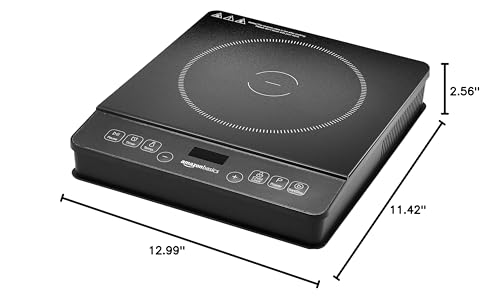 Amazon Basics 1800W Portable Induction Cooktop Burner, medium, Black