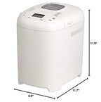 Amazon Basics Programowalny Automat do Pieczenia Chleba, 2-funtowy Automatyczny Wypiekacz Chleba z Powłoką Nieprzywierającą, Z 14 Ustawieniami Do Pieczenia Chleba, Ciasta, Opcji Bezglutenowych i Nie Tylko, Wyświetlacz LCD, Biały