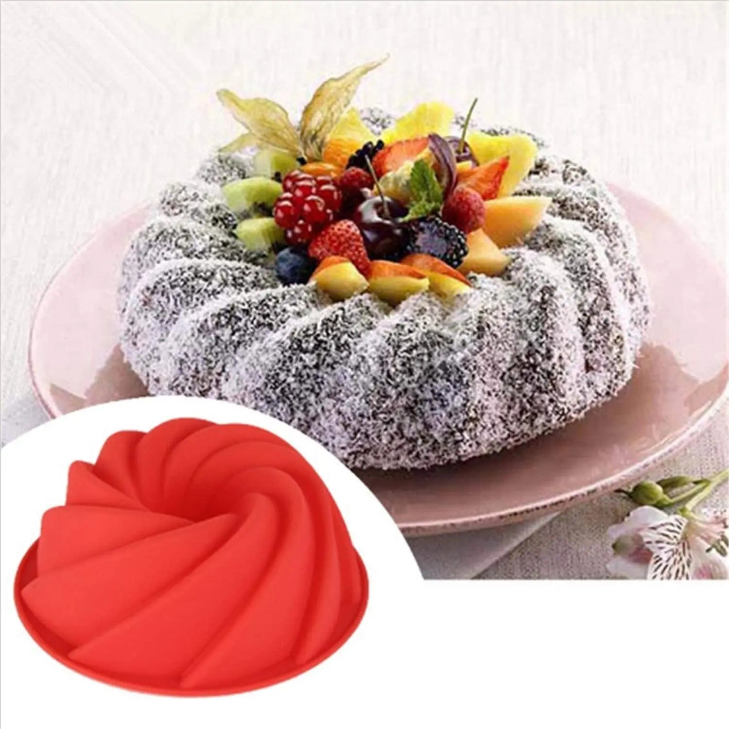 3D Big Swirl Shape Silicone Butter Cake Mould Kitchen Baking Form Tools for Cake Bakery Baking Dish Bakeware Mold Cake Pan - Walfos® Kitchenware
